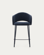 Полубарный стул Maina из синей ткани и стальными ножками с синей отделкой 65