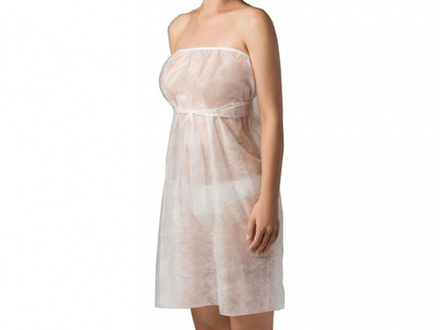 Пеньюар на резинке по декольте 140х75 см, из нетканого материала спанбонд (белый), 10 шт/уп., арт. 01-656, Чистовье, Россия