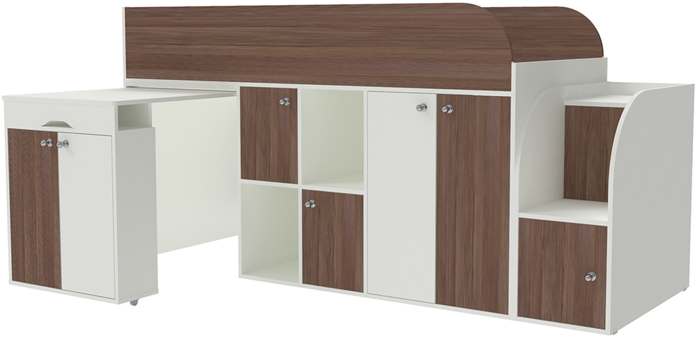 Кровать-чердак КарИВи Малыш 3 Белый  Бодего Темный