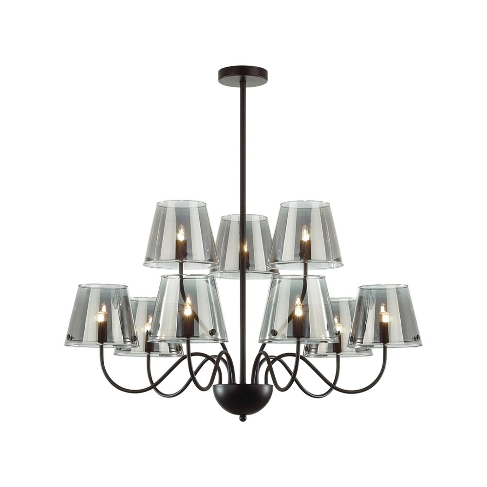 6570/9C MODERNI LN26 212 черный/дымчатый/металл/стекло Люстра потолочная G9 9*20W 220V SMOKY