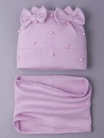 Шапка для девочки на осень с бусинами и снуд