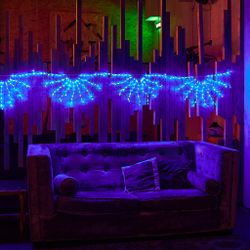 ULD-E3104-288-DTK BLUE IP20 RAINBOW-1 Занавес светодиодный фигурный Радуга-1. 3.1х0.4м. 4 подвеса. 288 светодиодов. Синий свет. Провод прозрачный. TM Uniel.