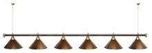 Лампа STARTBILLIARDS 6 пл. (плафоны синие,штанга синяя,фурнитура золото)