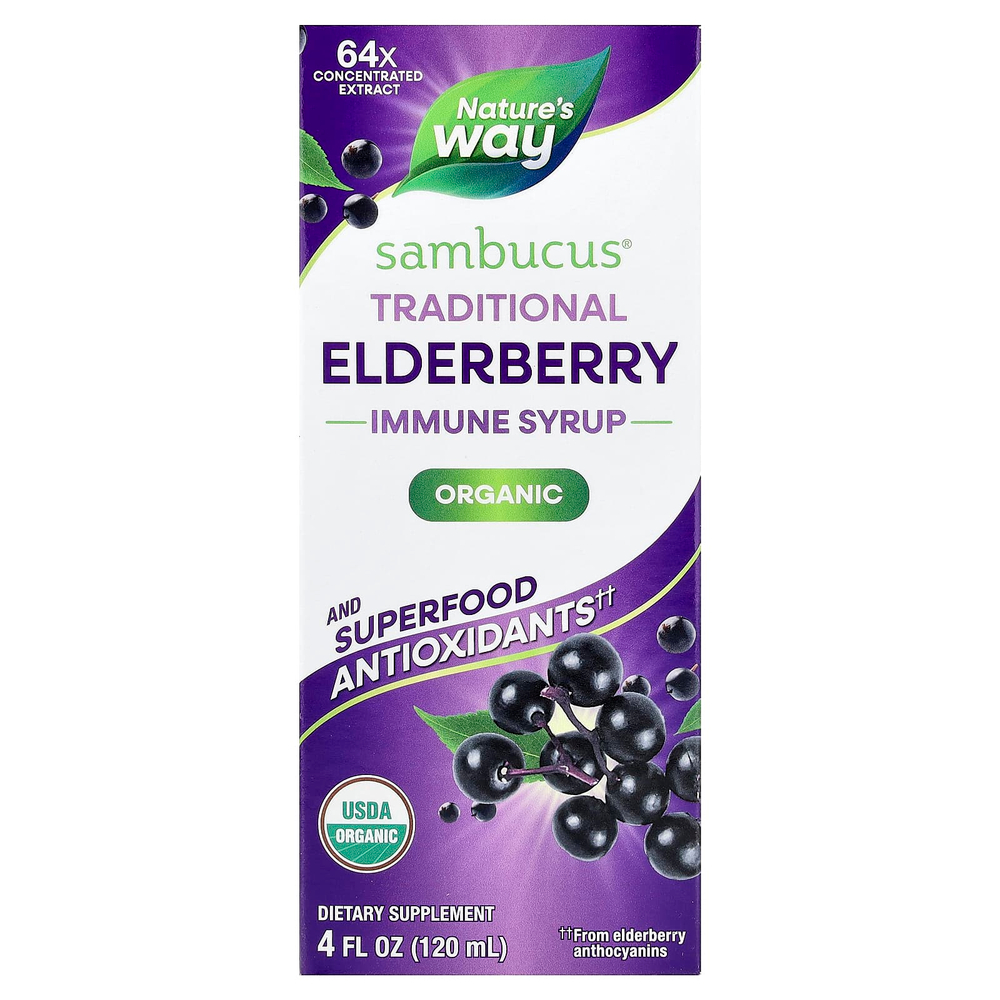 Nature's Way, Sambucus®, традиционный сироп для иммунитета, бузина, для детей от 7 лет, 120 мл (4 жидк. унции)