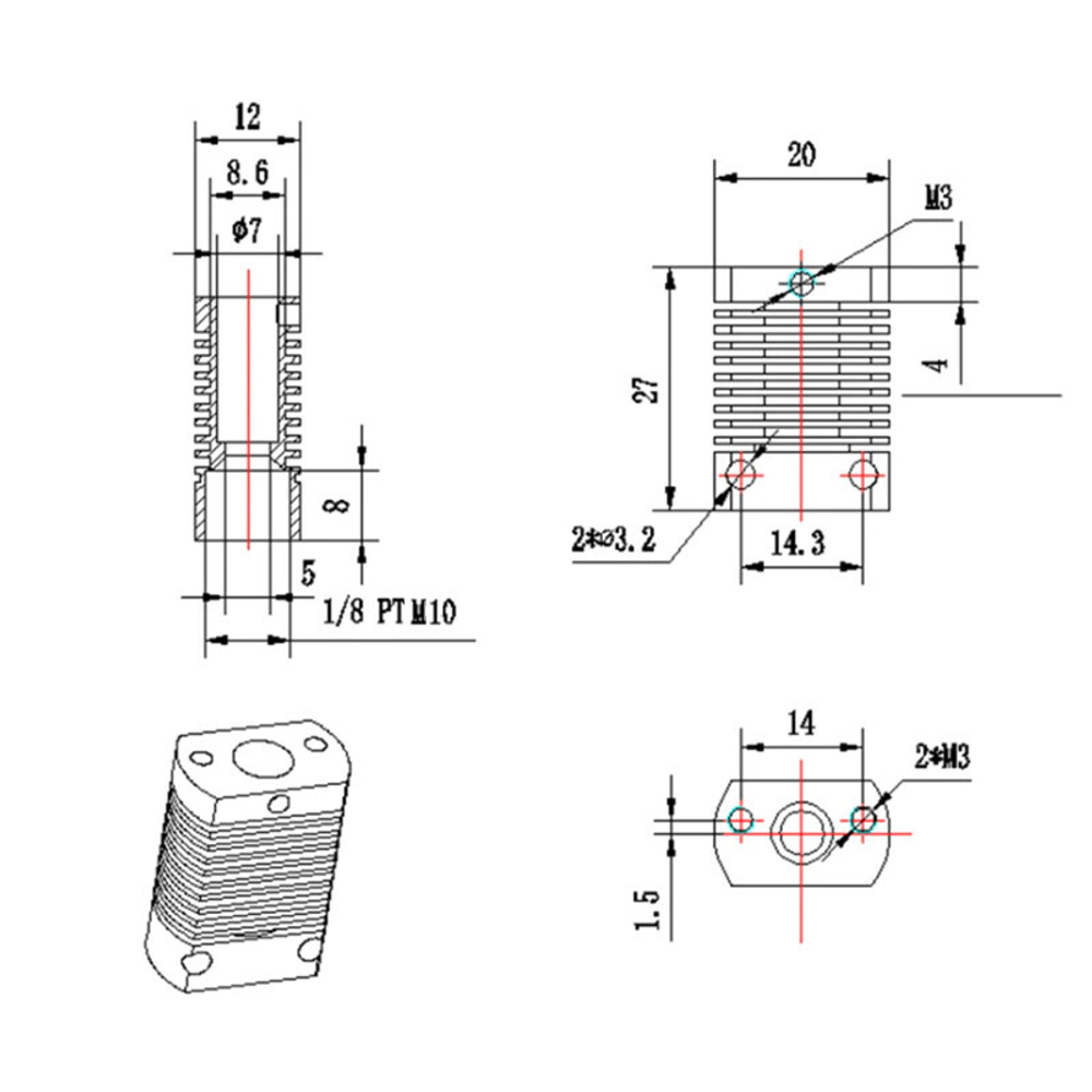 Радиатор CR8, CR10, CR10S, MK10 для 3d принтера