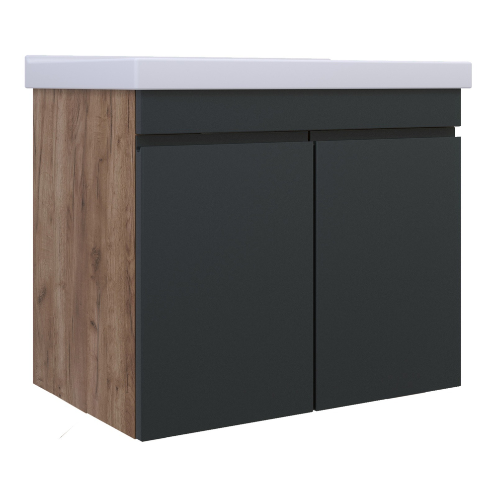 AVK4. Тумба навесная, 2 Двери, 800, коллекция (Агата, Cersanit Como, Дуб Крафт Золотой, Эмаль Графит матовая )