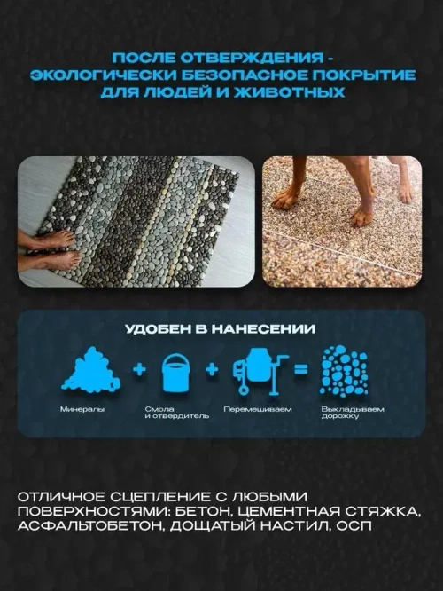 Клей полиуретановый для камня, гальки, щебня, каменной крошки Ecotermix, 5кг