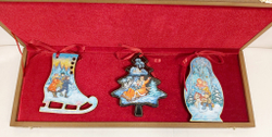 Набор из 3-х ёлочных игрушек  "Русская зима" с росписью Палех