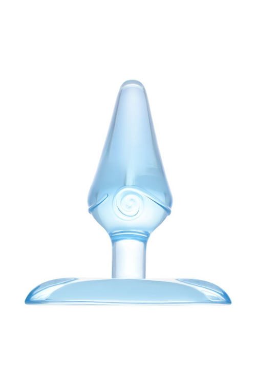 Голубая анальная втулка с ограничителем - 6,5 см.