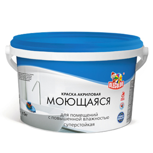 Краска ВД  OLECOLOR моющаяся база"А"(1,0кг)