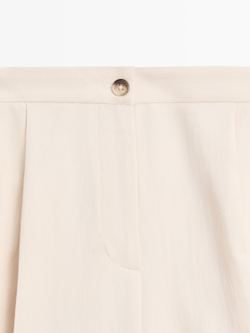 Massimo Dutti Свободные брюки с подвернутыми штанинами, кремовый