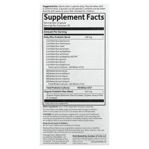 Garden of Life, Dr. Formulated Probiotics, пробиотики, для приема один раз в день, 90 млрд бактерий, 30 вегетарианских капсул