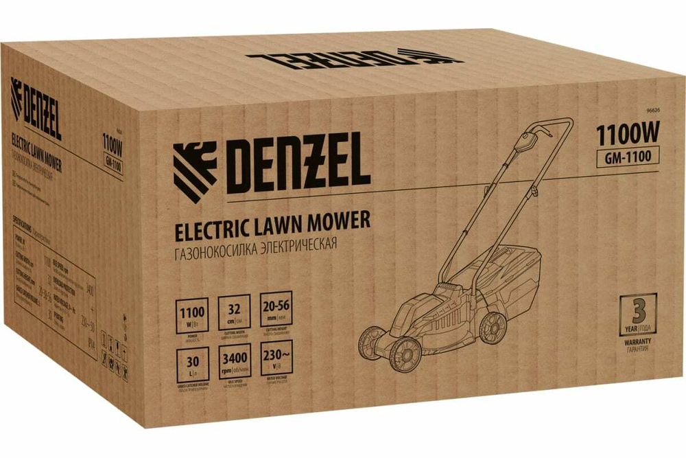 Электрическая газонокосилка Denzel gm-1100 96626