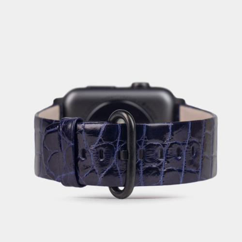 Ремешок для Apple Watch 44/45/46 mm из кожи аллигатора, цвета синий лак
