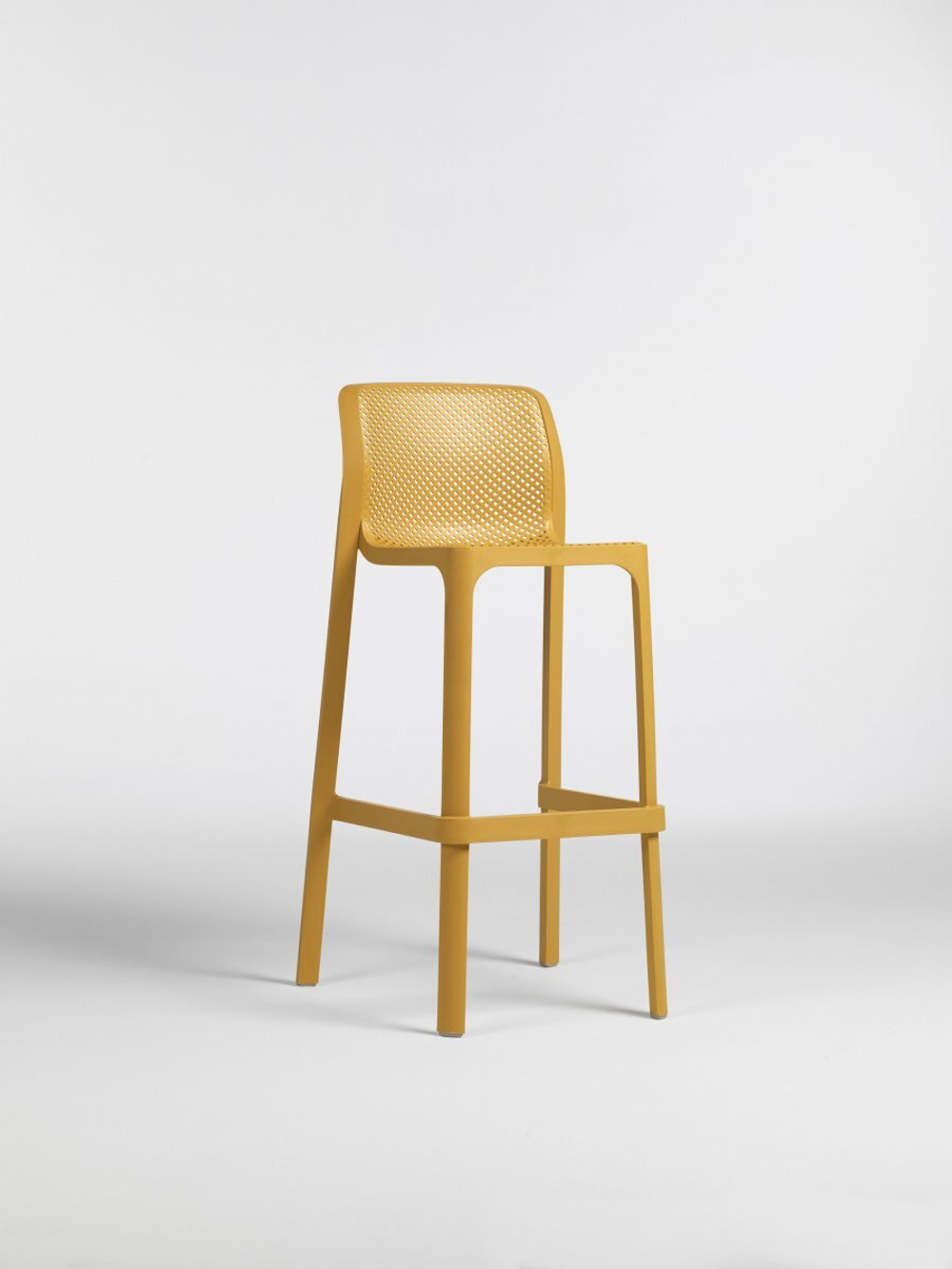 Стул пластиковый барный Nardi Net Stool, горчичный