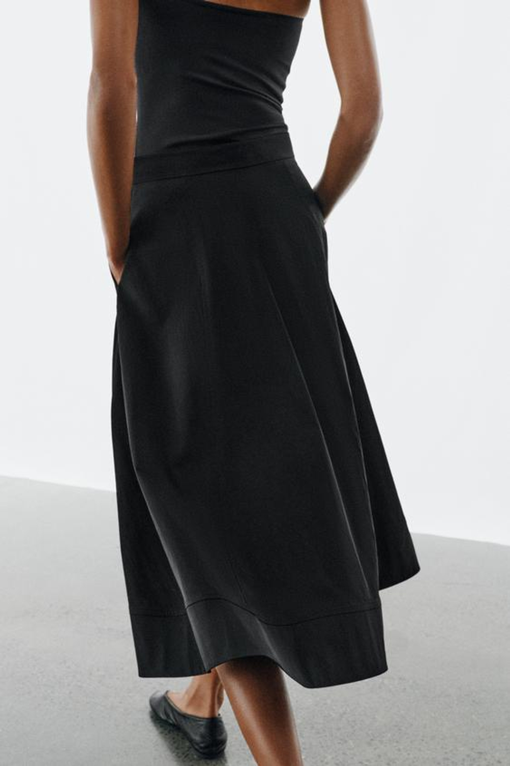 ZARA ЮБКА МИДИ — ZW COLLECTION, ЧЕРНЫЙ