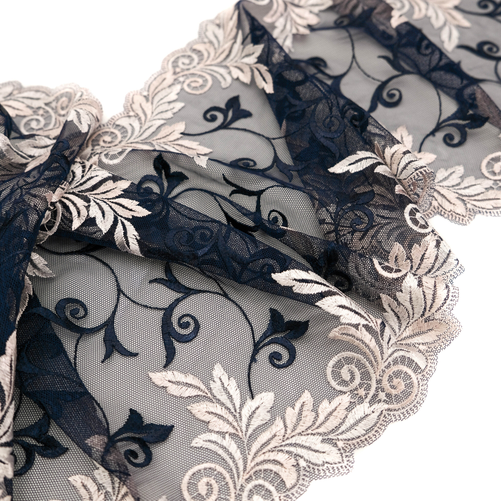 Вышивка на сетке Adeline СИНИЙ/ПУДРА, 21,5см