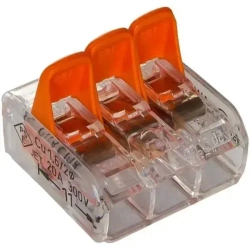 Клемма Wago 221-413, 3-х проводная для соединения проводов (Ваго), 10 шт