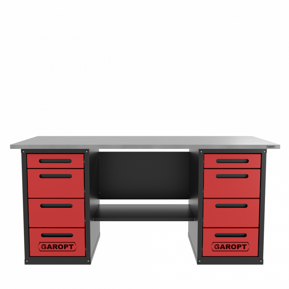 Верстак двухтумбовый 4 ящиков /4 ящиков, красный 1800*700 GAROPT, GT1800Y4Y4.red