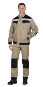 Куртка СИРИУС-ВЕСТ-ВОРК короткая, бежевая с черным и СОП