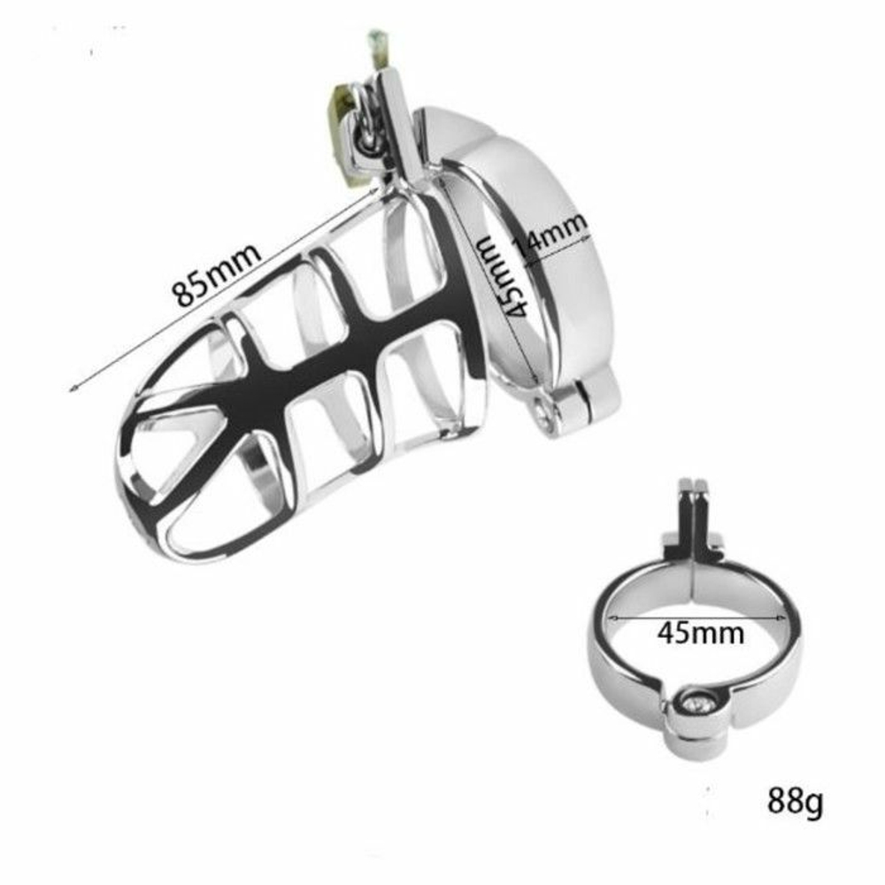 Серебристый мужской пояс верности «Клетка целомудрия № 2» (Цвет: серебристый)