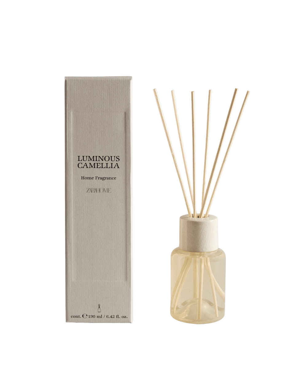 Zara Home Аромадиффузор Luminous Camellia 190 мл, тростниковые палочки микадо, аромат цветочный, Розовый