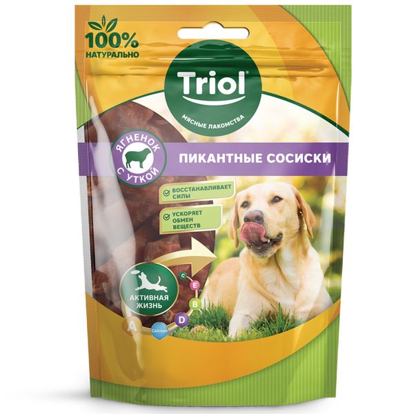 Лакомство Triol для собак «Пикантные сосиски из ягненка с уткой», 70г