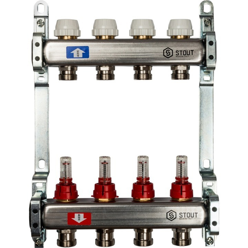 Коллектор STOUT из нержавеющей стали с расходомерами