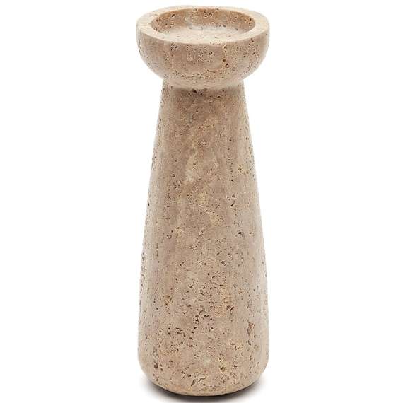 Большой подсвечник Magan 25 см из бежевого травертина