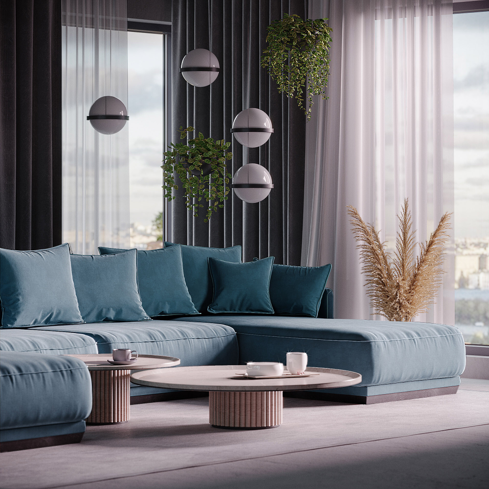 4-х местный нераскладной диван с кушеткой SOHO 801/805/818/828