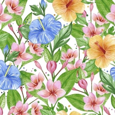 ТРОПИЧЕСКИЕ ЦВЕТЫ НА БЕЛОМ ФОНЕ