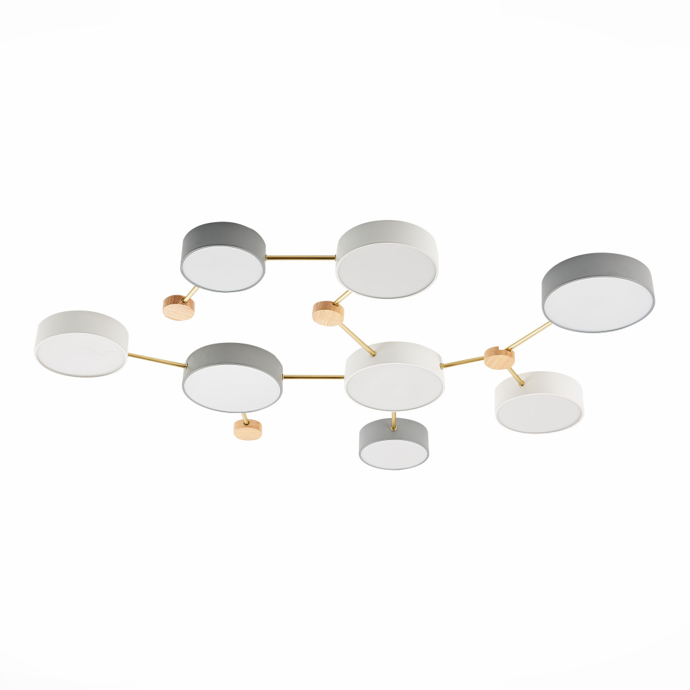 SLE600102-08 Светильник потолочный Золотистый, Светлое дерево/Белый, Серый LED 8*16,5W 4000K