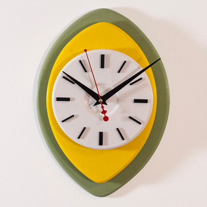 Настенные часы Солнечный Авокадо / Avocado Glow – стиль Mid-Century, 33×25 см