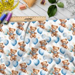 Ткань премиум мембрана медвежата с воздушными шарами