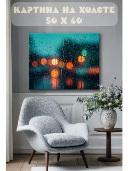 Картина на стену 40 X 50 Капли на стекле