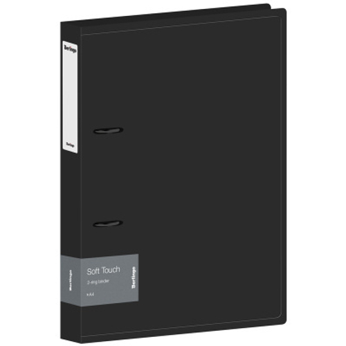 Папка на 2 кольцах Berlingo "Soft Touch", 40мм, 700мкм, черная, D-кольца, с внутр. карманом И