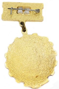 Значок «Победитель соцсоревнования» 1976 года, СССР, булавка