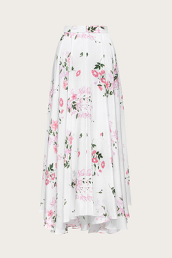 ЮБКА ИЗ ГОЛУБОГО ШЕЛКА С АВТОРСКИМ ПРИНТОМ