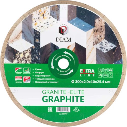 Диск алмазный DIAM 1A1R GRANITE-ELITE GRAPHITE 300*25.4 мм гранит