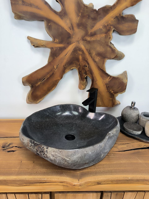 Раковина из речного камня RS-66376 60х50х15 из натурального камня