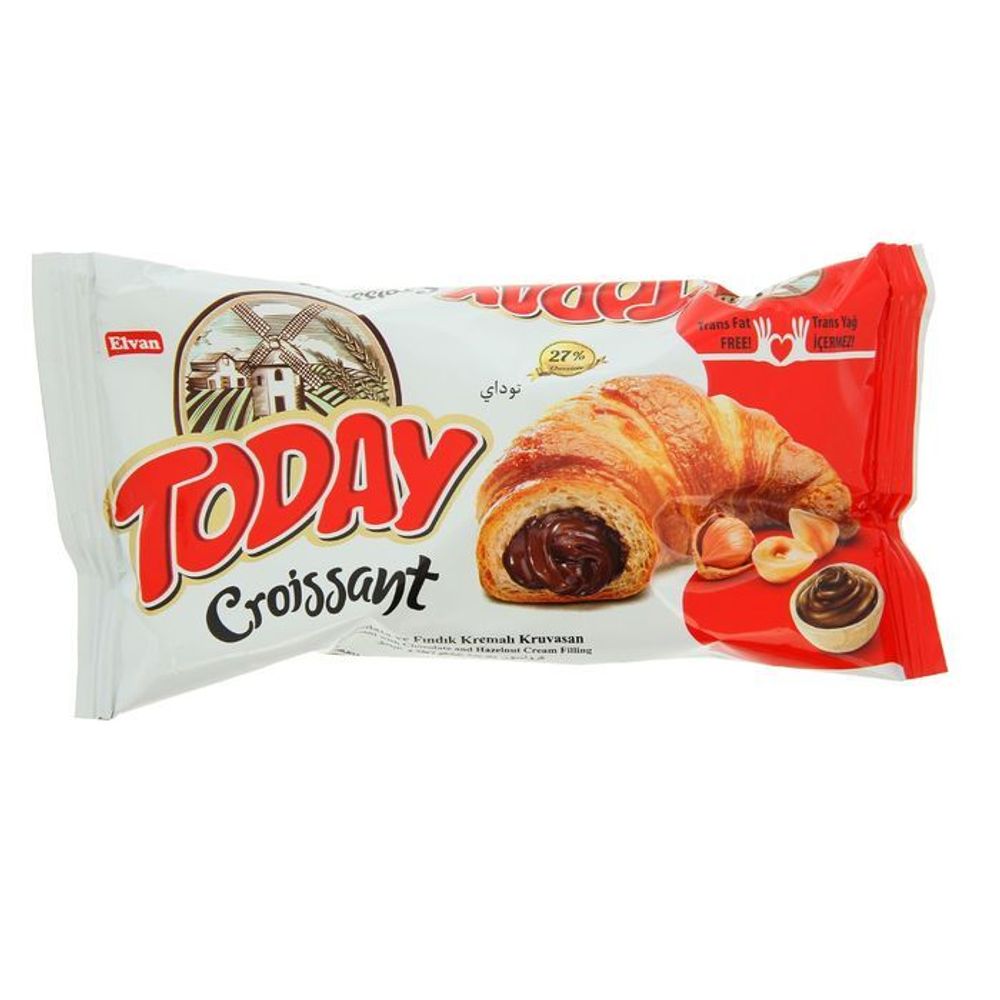 Круассан с шоколадным соусом Elvan Today Croissant with Chocolate and Hazelnut Cream Filling 45 г