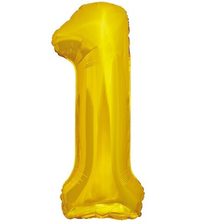 Шар фольга Цифра 1 Золото Gold ЭКО 86см с гелием