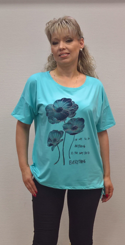 Блузон с коротким рукавом и принтом "цветочки"