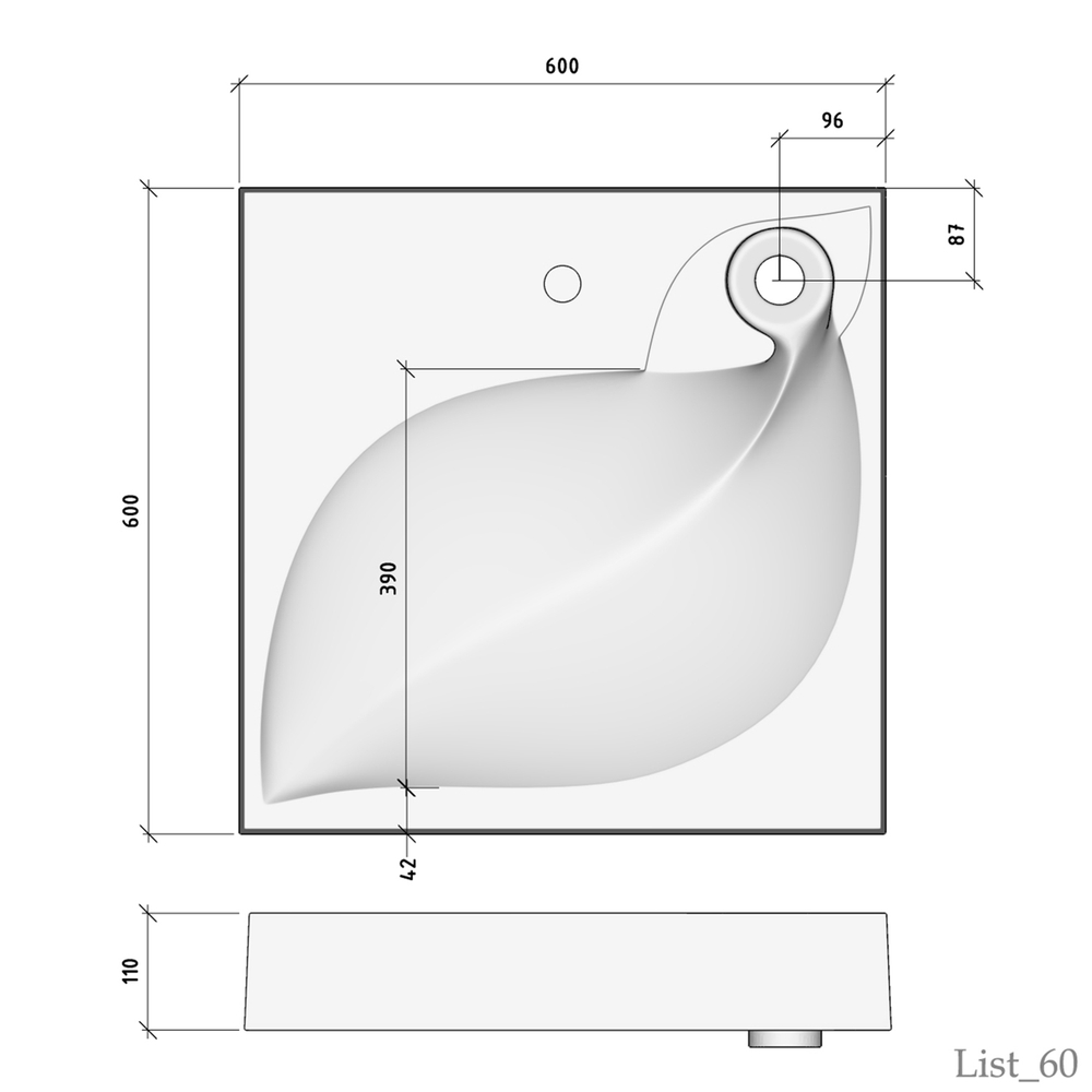 Раковина над стиральной машиной "List-60*60" ш*г, с кронштейнами  (Madera)