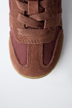 ZARA КРОССОВКИ ИЗ РАЗНЫХ МАТЕРИАЛОВ, КОРИЧНЕВЫЙ