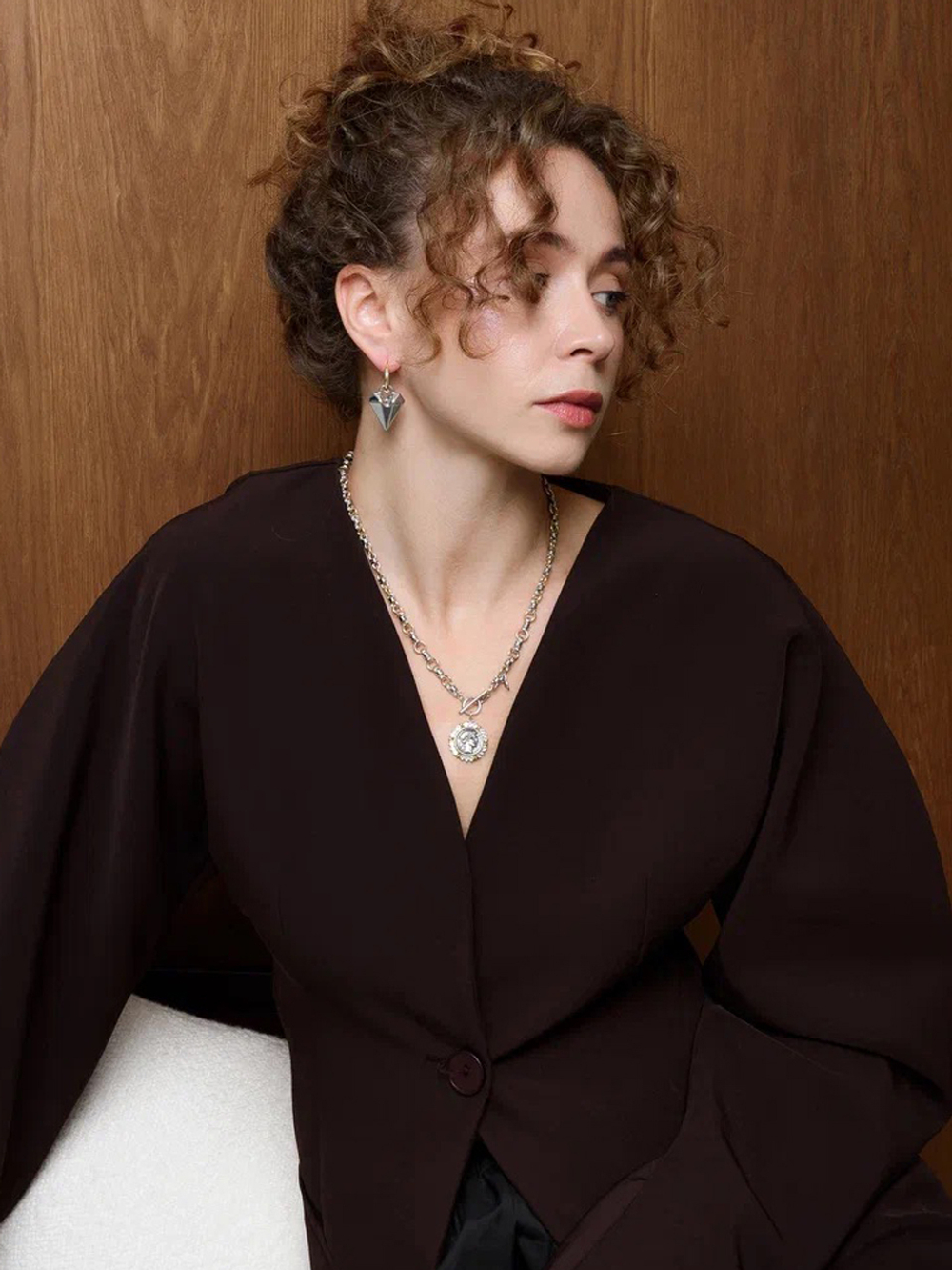 Серьги "Geometric heart" Bicolor