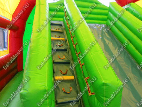 Надувной батут "Страна Сафария-2" с крышей и высокими горками 13*7*6 м