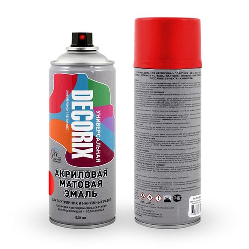 Эмаль аэроз. DECORIX акрил. красная матовая 520мл  А19 * АКЦИЯ