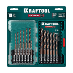 KRAFTOOL НЕХ-1/4″, 19 шт, набор сверл по металлу для винтовёртов и шуруповертов IMPACT READY (29652-H19)