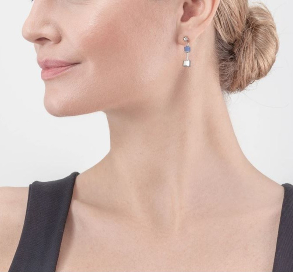 Серьги-пусеты Coeur de Lion Silver-blue 5074/21-0700 цвет голубой, серебряный